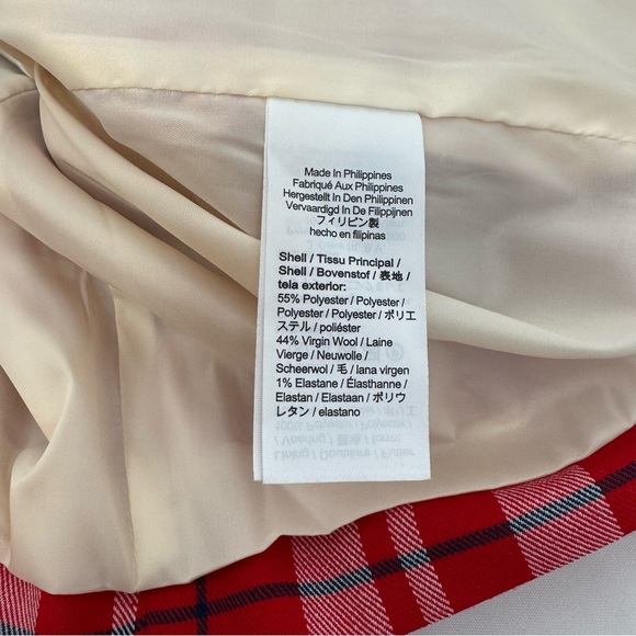 J Crew Collection Size 16 vibrant flame red plaid city wool Lady Jacket BV222 - Picture 8 of 12